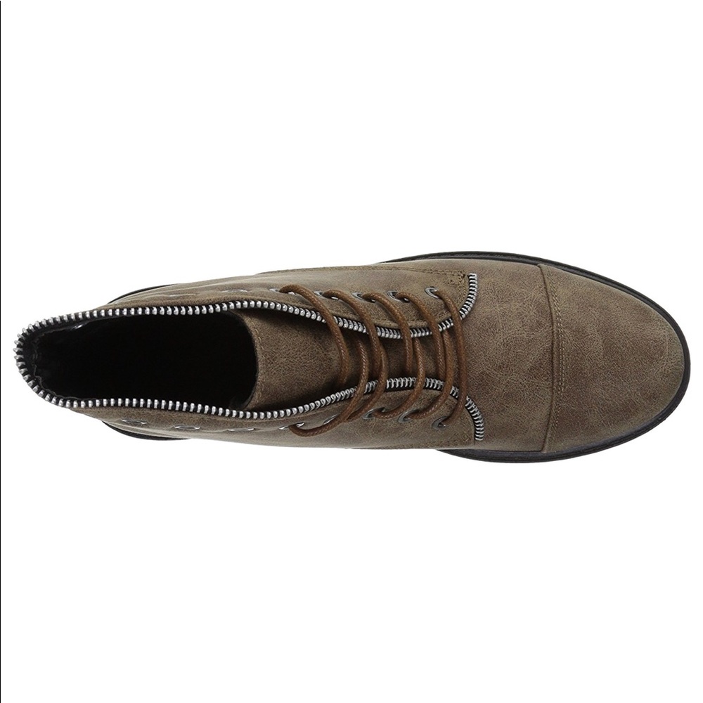 Taupe Lug Sole Military Lace Up Combat Boots - Picture 6 of 6
